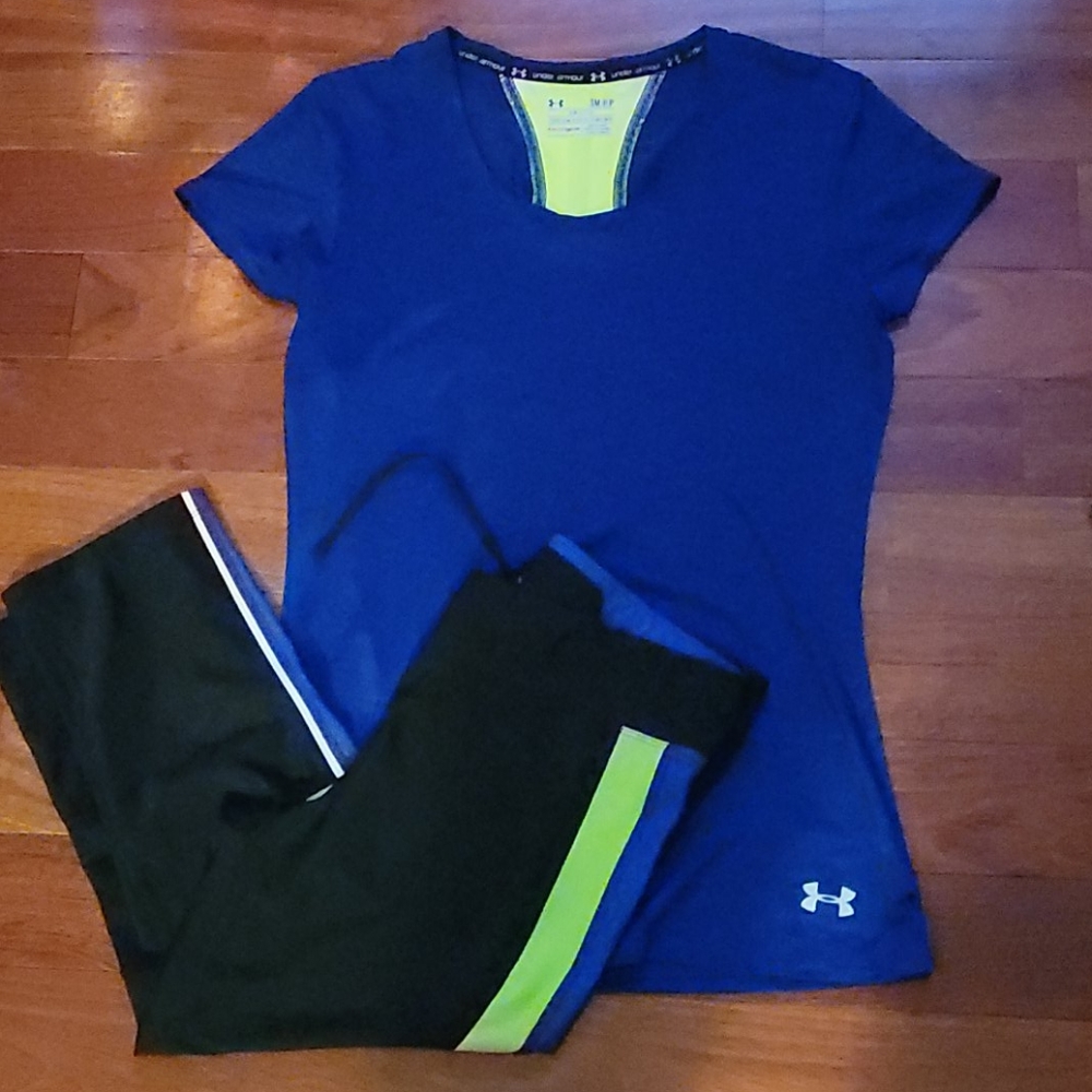 Under Armour top & workout capris outfit